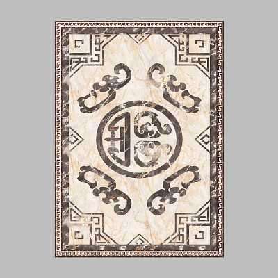 Traditional Decorative Marble Floor With Symmetric Patterns Circular Central Motif And Border Designs 3d model