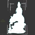 Exquisite White Guanyin Sculpture Carving Seated On Dragon With Wave Base Design