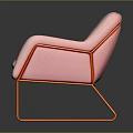 Stylish Pink Single Sofa Upholstered with Orange Metal Legs Modern Design
