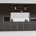 Dark Modern Sideboard Design With Upper Shelves Lower Cabinets And Decorative Items 3d model