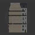 Brick Exterior Residential Building With Multiple Floors Balconies Dark Roof And White Base