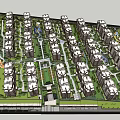 Large Scale Residential Area Planning With Neatly Arranged High Rise Buildings Green Belts And Roads