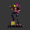 Pink Haired Character With Spray Gun On Spiked Base Yellow Logo
