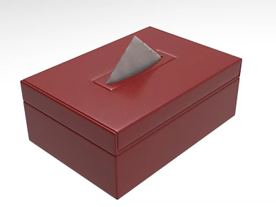Red Textured Tissue Box Decorative Ornament Set For Modern Home Decor 3d model