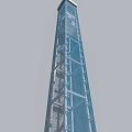 Modern Glass Elevator In High Rise Building With Transparent Panels And Structural Design 3d model
