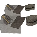 Kitchen Linen Set With Gray Beige Dish Towels Napkins And Wooden Spoon
