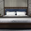 Modern background double bed 3d model