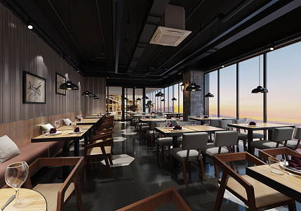 INDUSTRIAL LOFT RESTAURANT 3d model