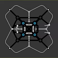 Symmetrical Drone Frame With White Structure Black Connectors And Blue Nodes 3d model