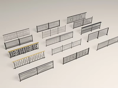 Various Decorative Metal Fences And Railings For Outdoor Garden Design 3d model