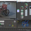 Medical Equipment Wheelchair Featuring Red Upholstered Seat And Metal Frame With Spoked Wheels