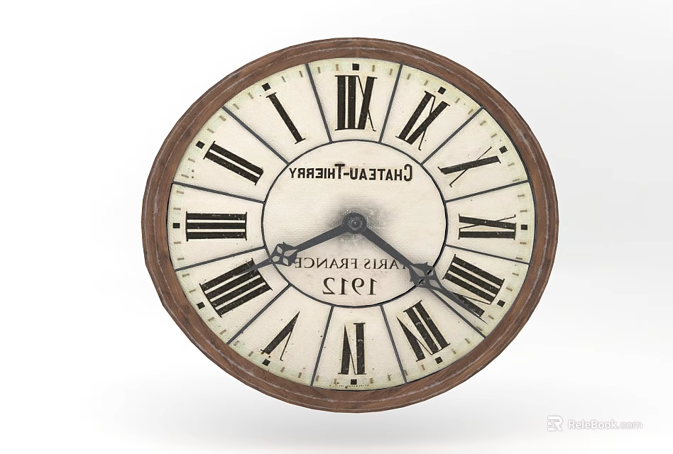 Vintage Chesterfield 1915 Wall Clock With White Dial Wooden Frame And Roman Numerals 3d model 