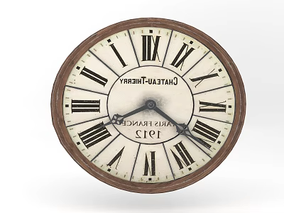 Vintage Chesterfield 1915 Wall Clock With White Dial Wooden Frame And Roman Numerals 3d model