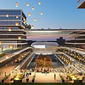 Modern Industrial Factory Building Design With Glass Facade Greenery And Open Areas