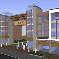 Modern Traditional Commercial Street With Glass Facades Stone Cladding Storefronts And Pedestrian Walkway