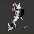 Animated Game Character With Pink White Fur And Fox Like Features Throwing Objects Playful Pose
