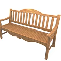 Wooden Park Bench With Slatted Back And Armrests For Outdoor Use