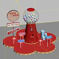 Interactive Zone With Red Gumball Machine And Interactive Games For Surprises 3d model