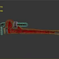 Red Vintage Pipe Wrench Tool On Black Background With Reflection Effect