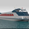 White and Blue Modern Ferry Boat on Water with Multiple Windows 3d model
