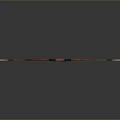 Traditional Wooden Bow Weapon With Red Black Accents Curved Design String And Reflective Surface