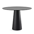 Minimalist Black Coffee Table with Round Smooth Surface and Conical Base 3d model