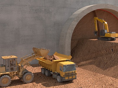 Tunnel Construction Method Single Side Wall Guide Pit Construction 3d model