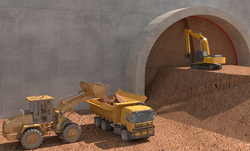 Tunnel Construction Method Single Side Wall Guide Pit Construction 3d model