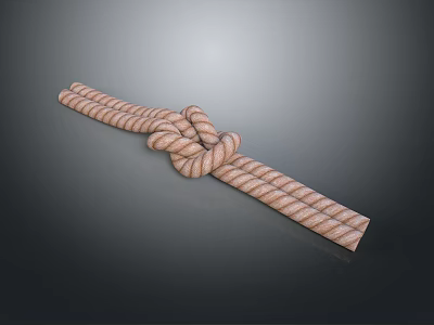 Durable Striped Brown And White Rope With Secure Knot For Daily Household Use 3d model
