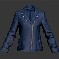 Modern Blue Knit Biker Jacket With Front Zipper And Decorative Buttons 3d model