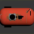 Red Air Compressor with Horizontal Tank Motor Control Panel and Portable Wheels Design