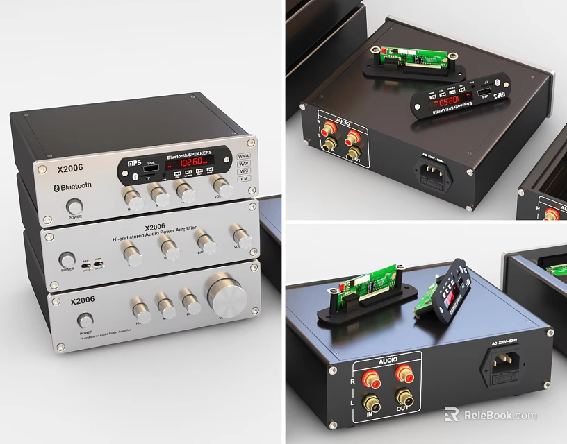 Computer Audio Interface With Stacked Control Panels Knobs And Circuit Board Ports 3d model