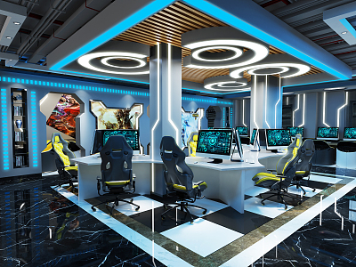 Modern Internet Cafe 3d model