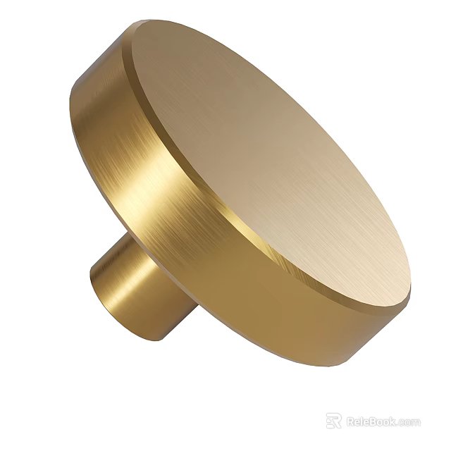 Golden Brushed Brass Modern Sleek Round Doorknob for Home Interior Doors 3d model 