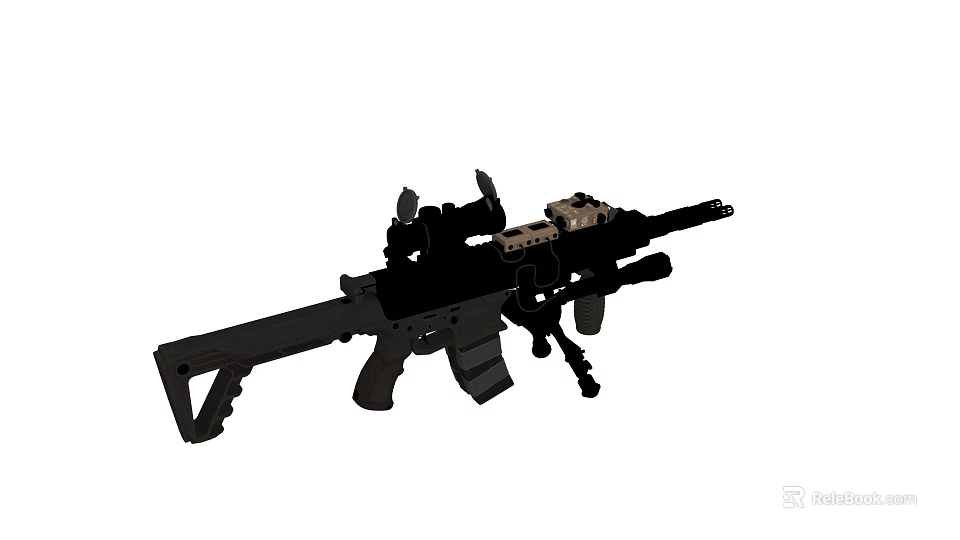 Modern Tactical Rifle with Black Body Tactical Scope Grip and Stock for Military Use 3d model 