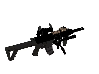 Modern Tactical Rifle with Black Body Tactical Scope Grip and Stock for Military Use 3d model