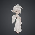 Exquisite Angel Doll With White Feather Wings And Elf Ears In White Dress