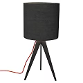Modern Dark Fabric Lampshade Floor Lamp With Tripod Base And Red Accent Lines