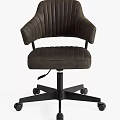 Modern Brown Office Chair with Quilted Back Armrests and Swivel Casters Base