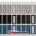 Modern Hinged Doors In Multiple Colors With Panel And Glass Designs 3d model