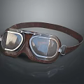 Vintage Leather Strap Goggles With Clear Lenses And Metal Accents