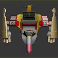 Colorful Toy Model Ship Like Vehicle With Tower Structure And Cannon Parts