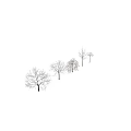 Various Winter Trees Featuring Snow Covered Branches and Red Fruits 3d model