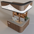 New Chinese Bar Desk Reception Desk 3d model