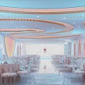 Luxurious Banquet Hall Interior Design With Crystal Chandeliers And Elegant Table Setup