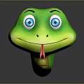 Cartoon Green Snake Character With Holes Body Big Eyes And Red Tongue