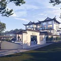 Traditional Chinese Single Family Villa Featuring Pagoda Roof Courtyard And Lush Greenery