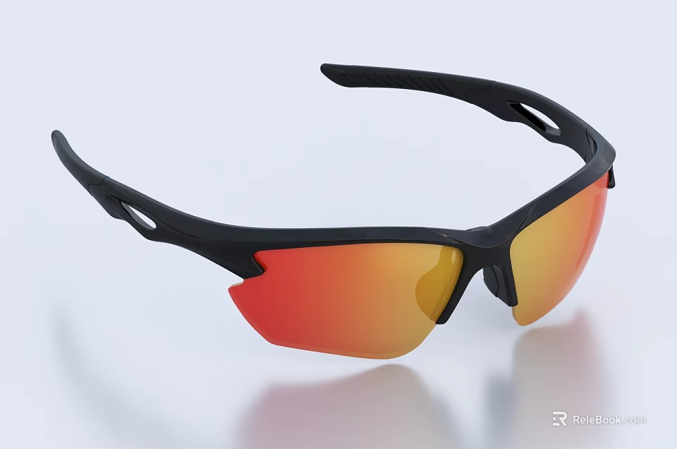 Stylish Jewelry Sunglasses With Black Frame And Orange Red Gradient Lenses 3d model 