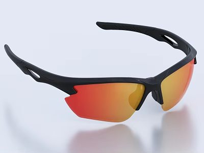 Stylish Jewelry Sunglasses With Black Frame And Orange Red Gradient Lenses 3d model