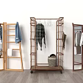 Nordic Clothes Hanger Coat Rack Full-length Mirror 3d model